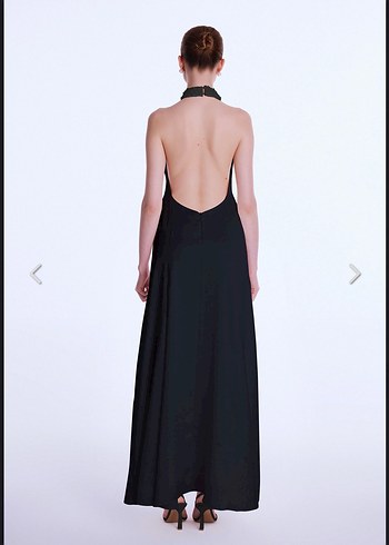 ADL Siyah Yüksek Yakalı Uzun Kadın Elbise - Görsel 5