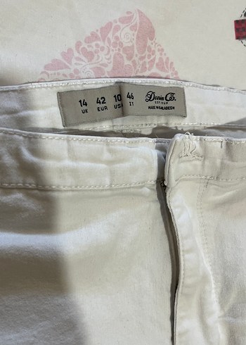 Denim&Co Beyaz Kadın Pamuklu Midi Jean