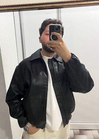 Zara Siyah Deri Erkek Ceket, Normal Boy, Uzun Kollu