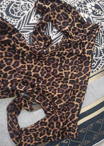 H&M Kadın Leopar Desenli Uzun Kollu Bluz