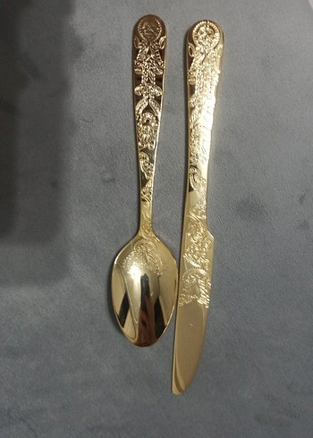 Parlak Altın Renkli  Kaşık Bıçak - Görsel 3