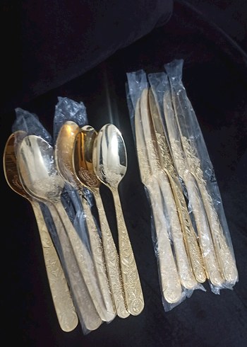 Parlak Altın Renkli  Kaşık Bıçak - Görsel 2