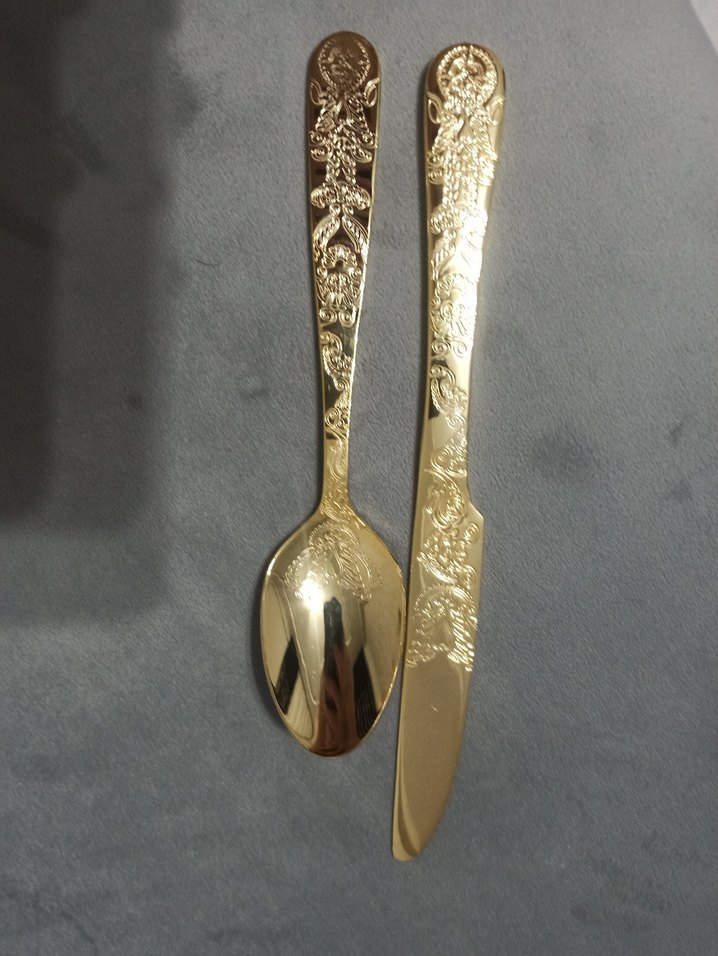 Parlak Altın Renkli  Kaşık Bıçak - Görsel 3