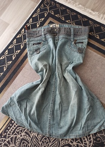 Kyo Gri Batik Desenli Midi Kot Etek