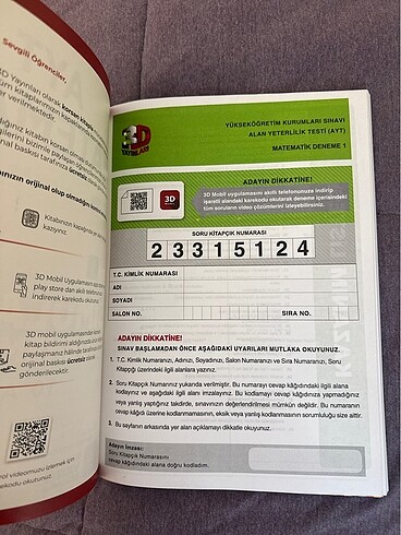 3D ayt matematik simulasyon denemesi