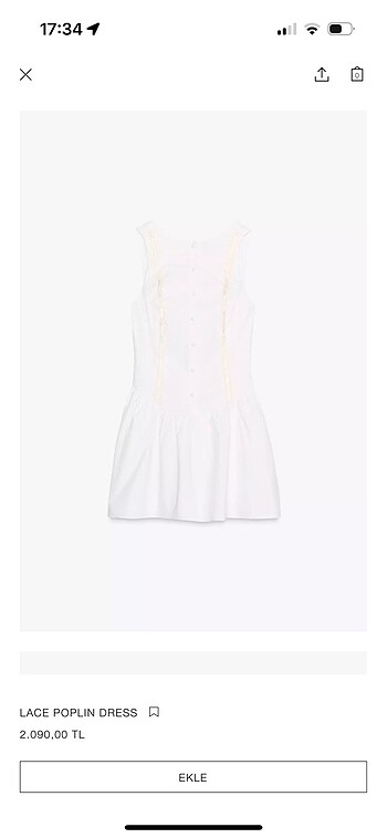 xs Beden YENI SEZON DANTEL POPLIN ELBISE