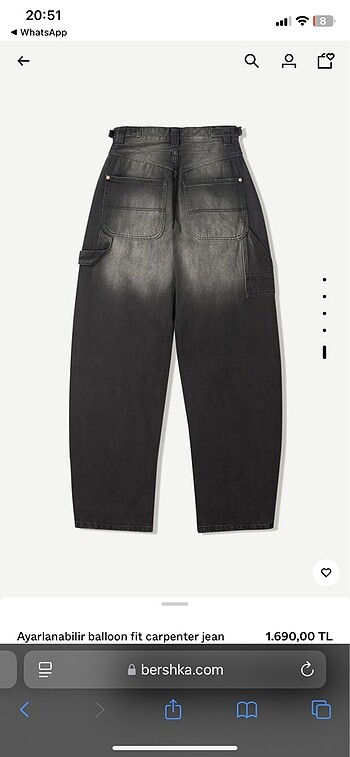36 Beden mavi Renk Bershka baggy pantolon