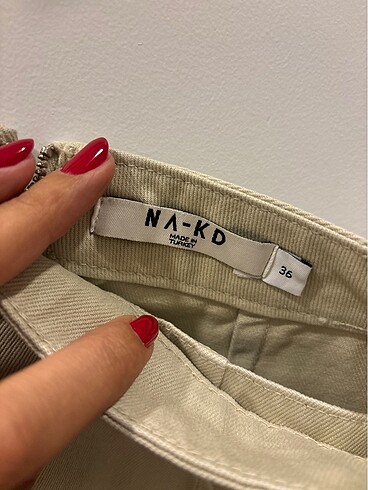 s Beden camel Renk NA-KD Cut Out Detaylı Denim Etek