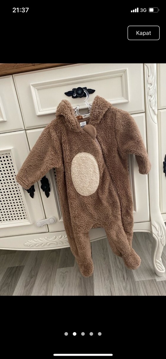 Kahverengi Peluş Bebek Tulumu - Görsel 2