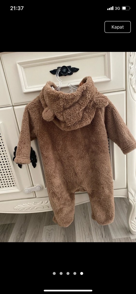 Kahverengi Peluş Bebek Tulumu - Görsel 5