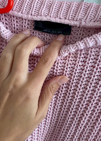 Zara Pembe Örgü Kadın Triko Kazak