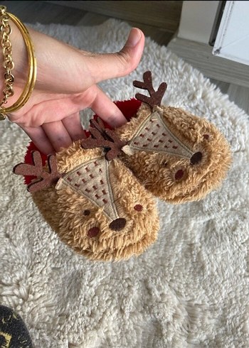 Kız Çocukları İçin Kahverengi Kürklü Terlik - Görsel 4