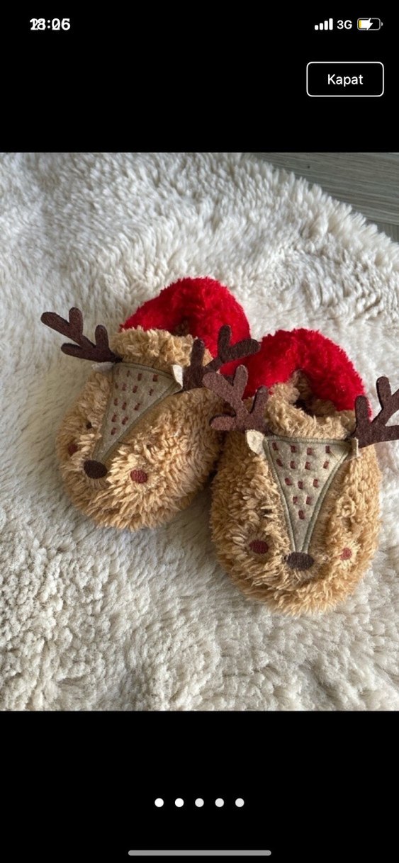 Kız Çocukları İçin Kahverengi Kürklü Terlik - Görsel 2