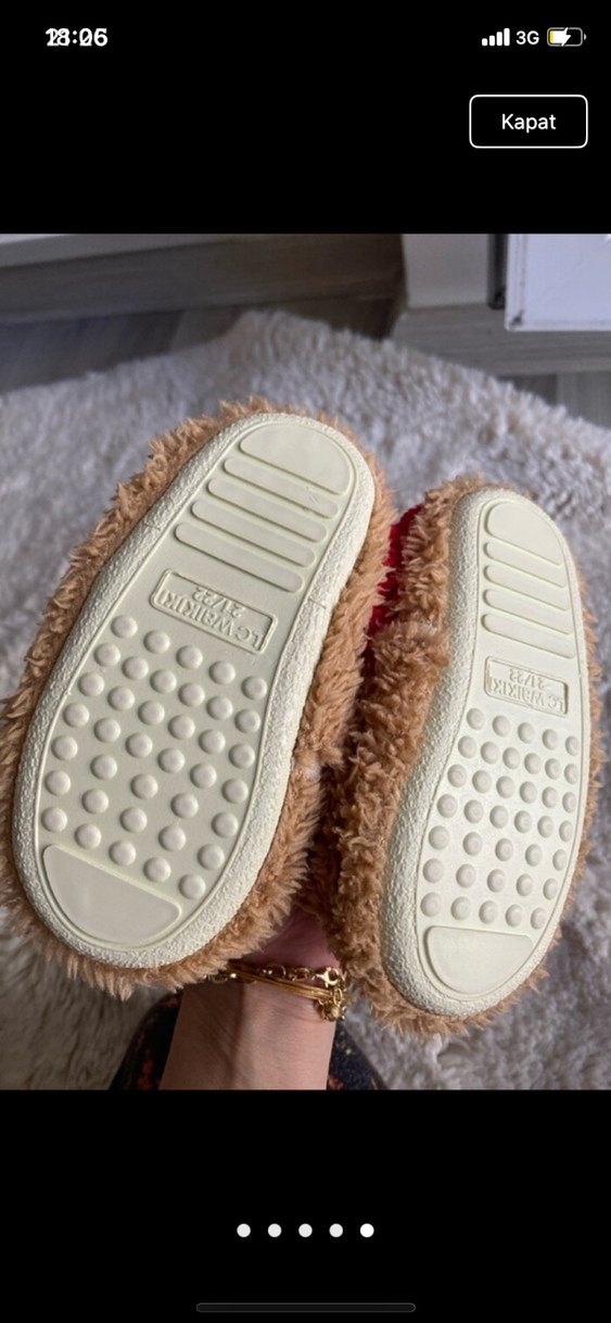 Kız Çocukları İçin Kahverengi Kürklü Terlik - Görsel 5