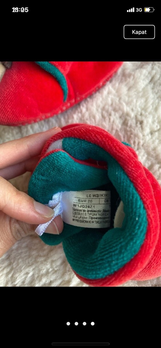 Kız Çocukları için Kırmızı Sıcak Kürklü Ev Terliği - Görsel 4