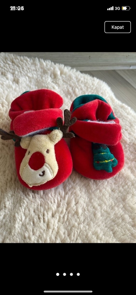 Kız Çocukları için Kırmızı Sıcak Kürklü Ev Terliği - Görsel 2