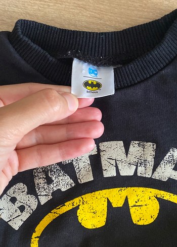 18-24 Ay Beden Batman Baskılı Siyah Erkek Çocuk Sweatshirt