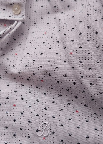 Düğmeli Beyaz Kısa Kollu Erkek Gömlek - Görsel 2