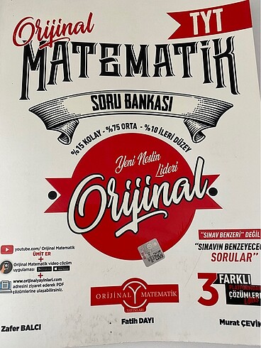 Orijinal Yayınları Tyt Matematik Soru Bankası (6 test çözülü)