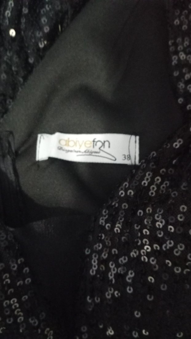 Payetli Siyah Uzun V Yaka Abiye Elbise - Görsel 3