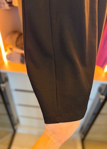 Drapeli Siyah Midi Ofis Elbisesi - Görsel 4