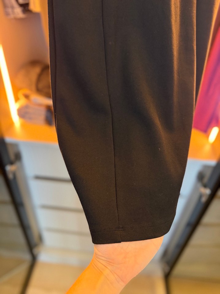 Drapeli Siyah Midi Ofis Elbisesi - Görsel 4