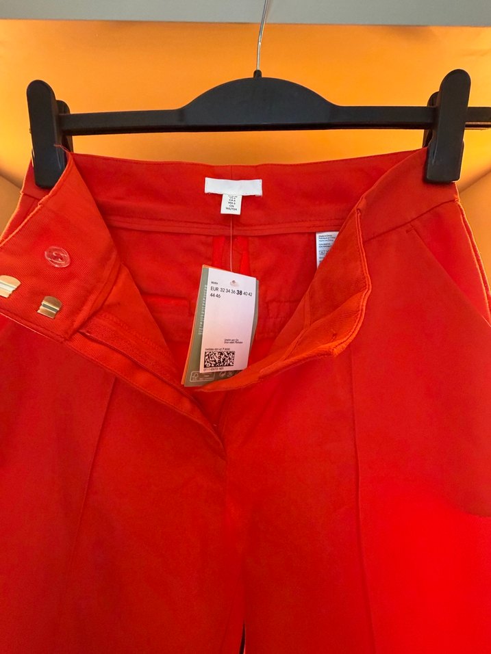 Kırmızı Kadın Süet Midi Kemerli Pantolon - Görsel 2