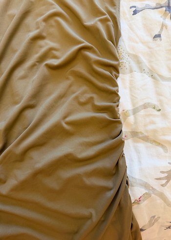 Bej Drapeli Kolsuz Uzun Elbise - Görsel 3