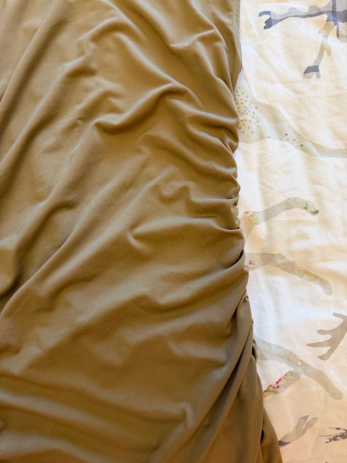 Bej Drapeli Kolsuz Uzun Elbise - Görsel 3