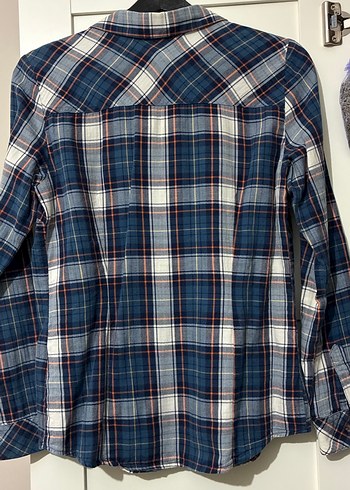 Kadın Mavi Kareli Uzun Kollu Gömlek - Görsel 5