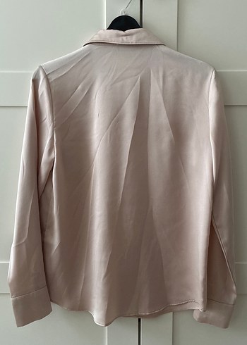 Bej Saten Düğmeli Kadın Gömlek - Görsel 4