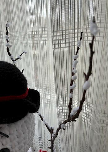 Beyaz Örgü Kardan Adam Peluş Oyuncak - Görsel 2