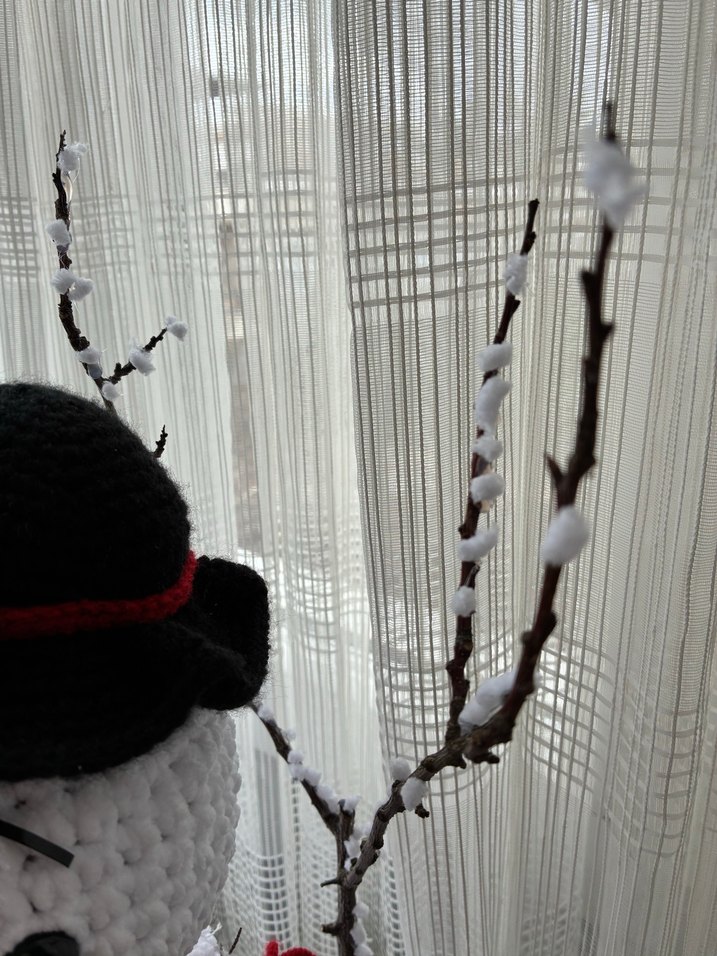 Beyaz Örgü Kardan Adam Peluş Oyuncak - Görsel 2