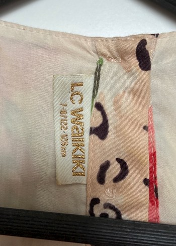 Bej Çiçek Desenli Kolsuz Kız Elbisesi - Görsel 3