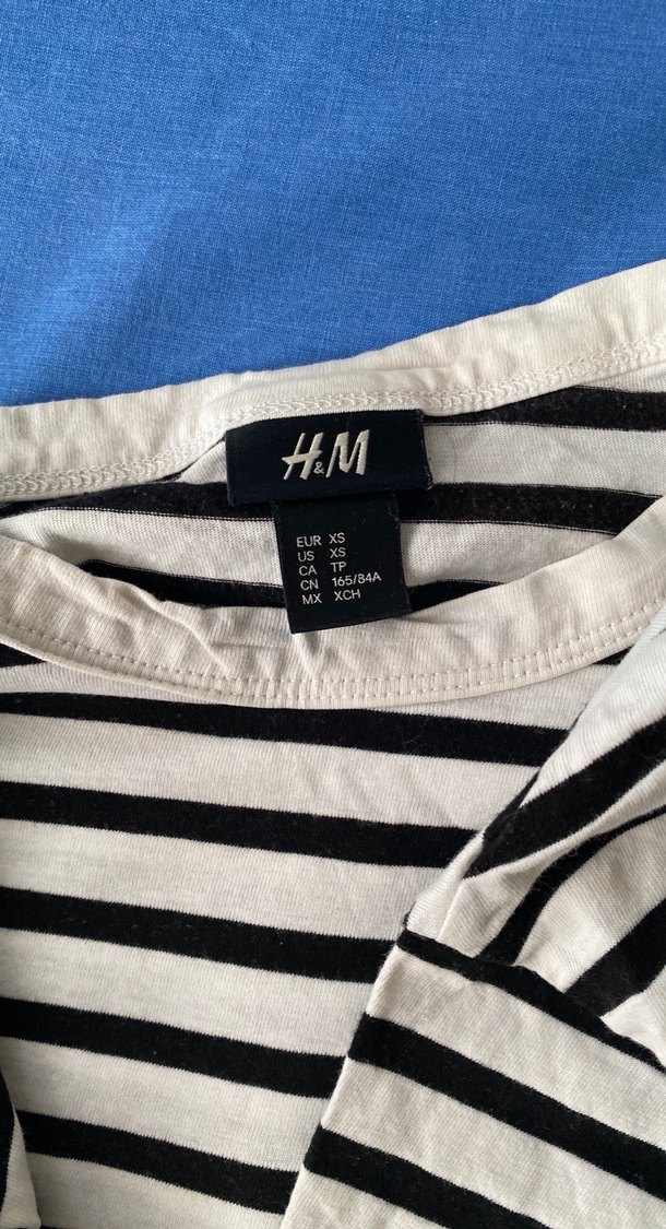 Pamuklu Siyah Beyaz Çizgili  Tişört - Görsel 3