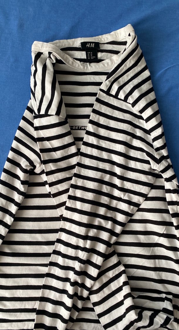 Pamuklu Siyah Beyaz Çizgili  Tişört - Görsel 2