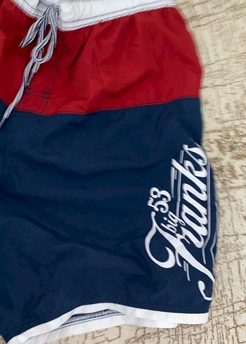 Cep Fermuarlı Mavi Kırmızı Mini Erkek Deniz Şortu - Görsel 2