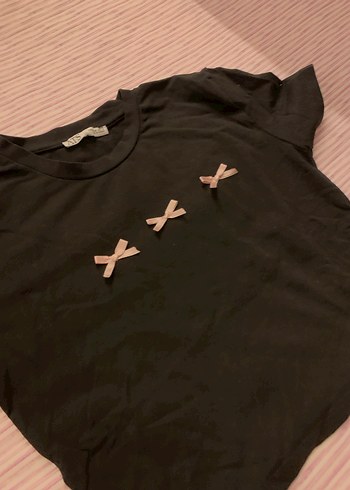 pembe kurdeleli Kısa Kollu Tişört crop - Görsel 2