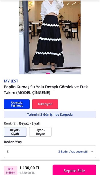 Etek gömlek takım