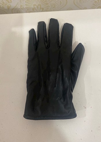 Kadın Siyah Deri  Eldiven - Görsel 3