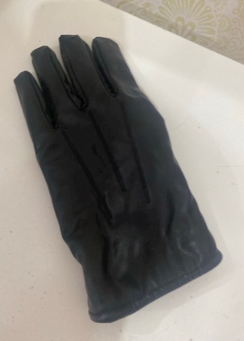 Kadın Siyah Deri  Eldiven - Görsel 4