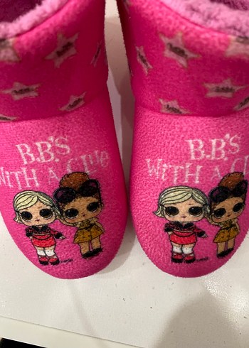 Kız Çocuk Fuşya Sıcak Panduf Velcro - Görsel 3