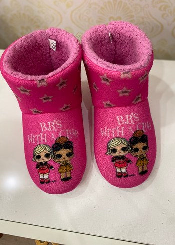 Kız Çocuk Fuşya Sıcak Panduf Velcro - Görsel 2