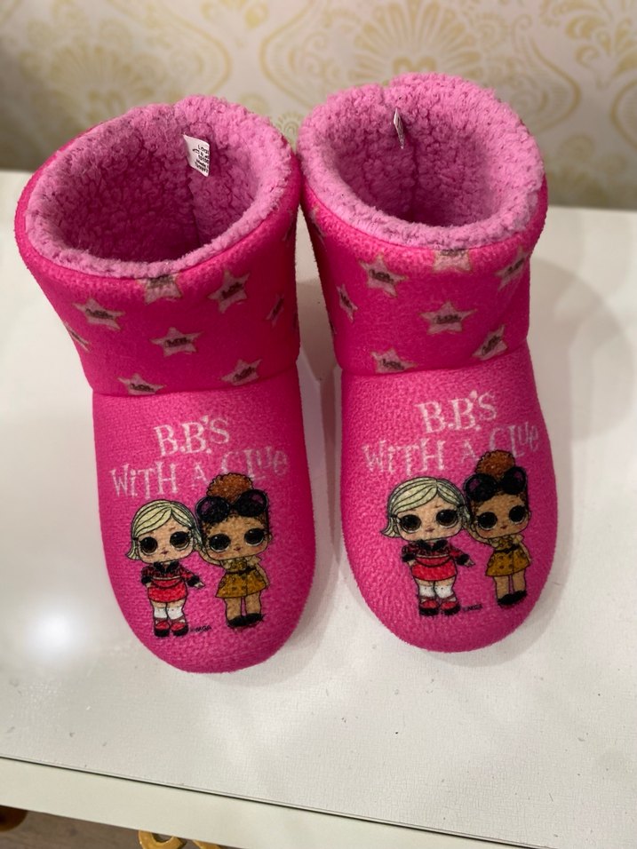 Kız Çocuk Fuşya Sıcak Panduf Velcro - Görsel 2