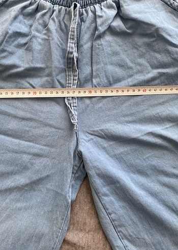 Kadın Beli Kemerli Bol Kesim Mavi Denim Pantolon - Görsel 8