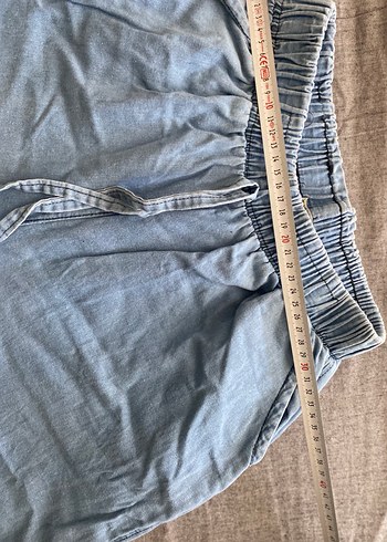 Kadın Beli Kemerli Bol Kesim Mavi Denim Pantolon - Görsel 7