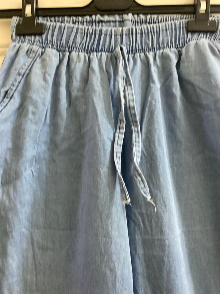 Kadın Beli Kemerli Bol Kesim Mavi Denim Pantolon - Görsel 4