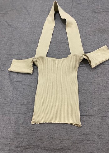 s Beden ten rengi Renk Fitilli Boyundan Askılı Crop Bluz
