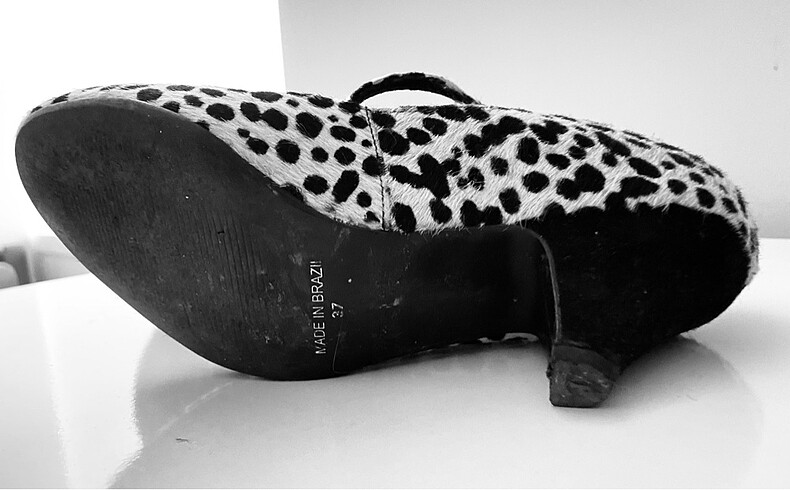 TopShop kıl dokulu dalmaçya desenli topuklu ayakkabı - Görsel 6