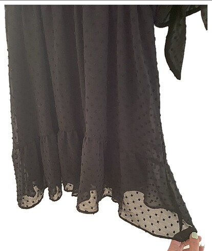 Zara Puantiyeli Tül Kol Dekolteli Elbise - Görsel 7